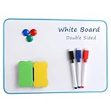 Magnetisches Mini Whiteboard Set - Magnetwand kinder im A4 Format (30 x 21 cm) inklusive trocken abwischbaren Stiften, Magnete und Radiergummi. Ideal für Kinder.