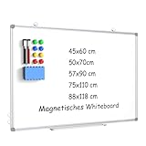 DOLLAR BOSS Whiteboard magnettafel 50 X 70CM Magnetpinnwand mit 2 Whiteboard Stifte, 8 Magnete and 1 Whiteboard Radiergummi, für Schule & Haus und Büro