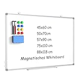 DOLLAR BOSS Magnetisches Whiteboard 57 x 90cm, Magnettafel Magnetpinnwand mit 2 Whiteboard Stifte, 8 Magnete and 1 Whiteboard Radiergummi, für Schule & Haus und Büro