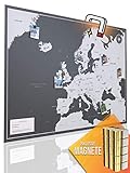 VACENTURES Magnetische Pinnwand Europakarte inkl. 2 x 15 magnetische Pins I Markiere Deine Reiseziele I Sammel Fotos und Magnete I Magnet Poster (XL (84x59cm))