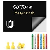 Tafelfolie Magnetisch Selbstklebend, Magnettafel Folie - 50 x 70cm, Inkl. Magnetfolie, 6 staublose Kreide, 4 Magneten