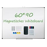 XIWODE Whiteboard magnetisch, Whiteboard 90x60 magnetisch, Tafel, Magnettafel whiteboards, Alurahmen, für Büro, Gewerbe und Privat…