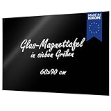 VISCOM Glas-Magnettafel - 60 x 90 cm in sattem Schwarz - rahmenlose Magnetwand - Memoboard magnetisch, beschreibbar & trocken abwischbar - inkl. Magnete, Stift, Tafellöscher