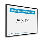 IVOL Eco Magnetic Whiteboard 75x100 | Modernem Schwarzem Rahmen | Magnettafel Whiteboardwand Magnetwand | Stiftablage | 6 Größen | Magnetisch und Beschreibbar