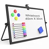 OWill Whiteboard Magnetisch,30x40cm magnettafel kinder,whiteboard klein mit ständer,schreibtafel abwischbar A3 mini whiteboard,tragbare doppelseitige white board,für Schule & Haus und Büro(schwarzes)