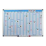 Relaxdays Whiteboard, Jahresplaner, abwischbar, magnetisch, Planungstafel mit Stiftablage, Magnetwand 60 x 90 cm, weiß, Eisen, 60 x 90 x 5 cm