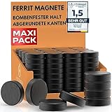 Meisterwerk Magnete für Magnettafel stark - 62x für Whiteboard, Pinnwand, als Kühlschrank Magnete und Tafelmagnete haftend, rund - schwarz