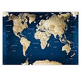 LANA KK - Weltkarte Ocean – magnetische Weltkarte Pinnwand als Blechschild XXL -Poster, Magnettafel als Geschenk Wandkunst Dekor für Zuhause, Büro und Café in 120x80 cm