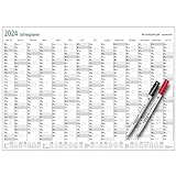 STAEDTLER Jahresplaner Lumocolor Set 2025, Wandkalender trocken abwischbar, Größe DIN A1, incl. Stifte und Stift-Klemmen, Sonderedition, 641 JPAMZW