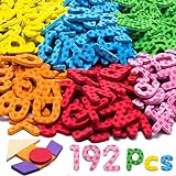 Magnetbuchstaben ABC Alphabet Set mit Mustern und Symbolen Lernspielzeug Geschenk Set,9 Farbe und 192 Stück Magnetische Buchstaben und Zahlen, für Kinder ab 3 Jahre Schaumstoff